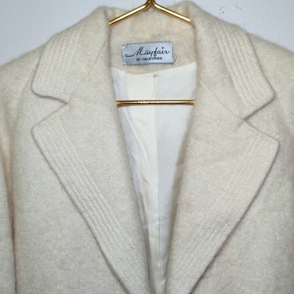 Vintage Mayfair of California Mohair-Wool Cream Open-Front Blazer Women Size L* - Picture 3 of 6